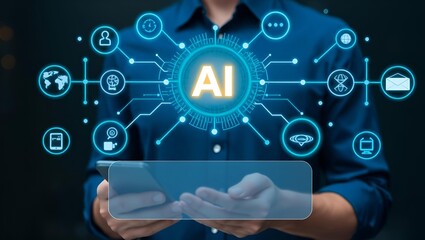 AI Learning and Artificial Intelligence Concept. Business, modern technology, internet and networking concept.