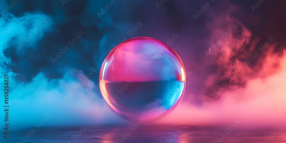 Aufkleber a luminous sphere surrounded by colorful fog, creating a mystical atmosphere.