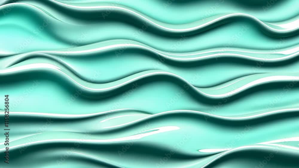 Poster fluid waves in a serene turquoise surface create a calming visual experience for relaxation and insp