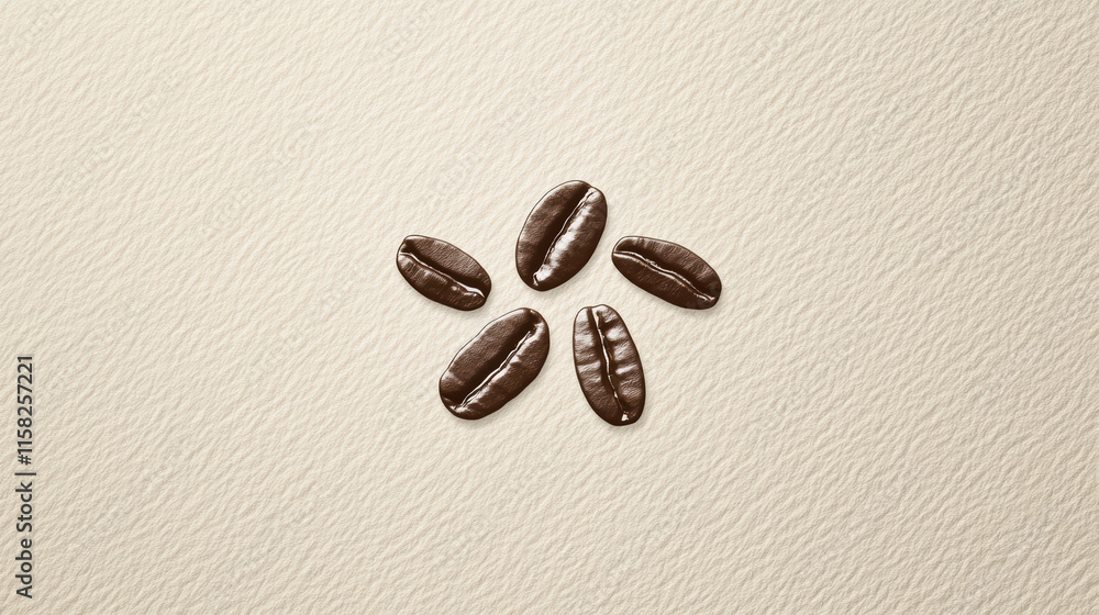 Aufkleber minimalist design featuring roasted coffee beans arranged on textured paper. simplicity highlights r