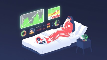 Illustration of a fitness tracker interface with detailed activity metrics