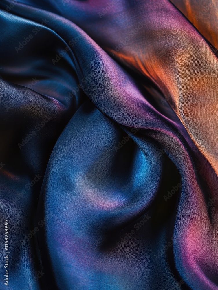 Poster Luxurious silk fabric with vibrant colors showcasing texture and elegance in a mockup setting for design purposes. Generative AI
