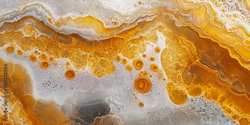 Poster abstract geological pattern with orange and white hues resembling agate stone.