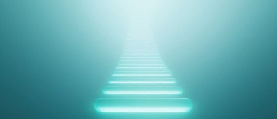Fototapeta premium DNA analysis identification concept. Mysterious illuminated stairs leading into a foggy, ethereal space.