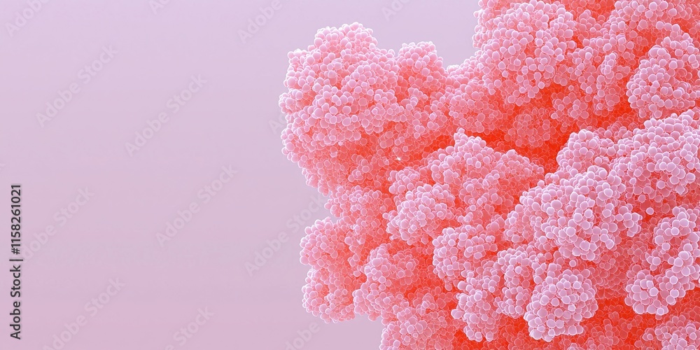 Poster dna analysis identification concept. abstract pink coral texture on a soft gradient background.