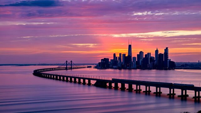 Hong Kong-Zhuhai-Macao Bridge sunset scenery [4K]