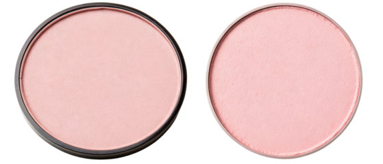 Two round pans of pink blush isolated with transparent background