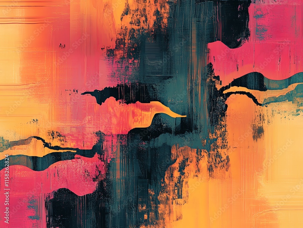 Aufkleber abstract artwork featuring vibrant colors and dynamic brush strokes.