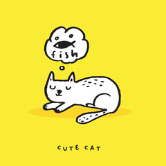 Cute cat doodle vector design,Cat hand drawn doodle cartoon,cat vector illustration, cute animal