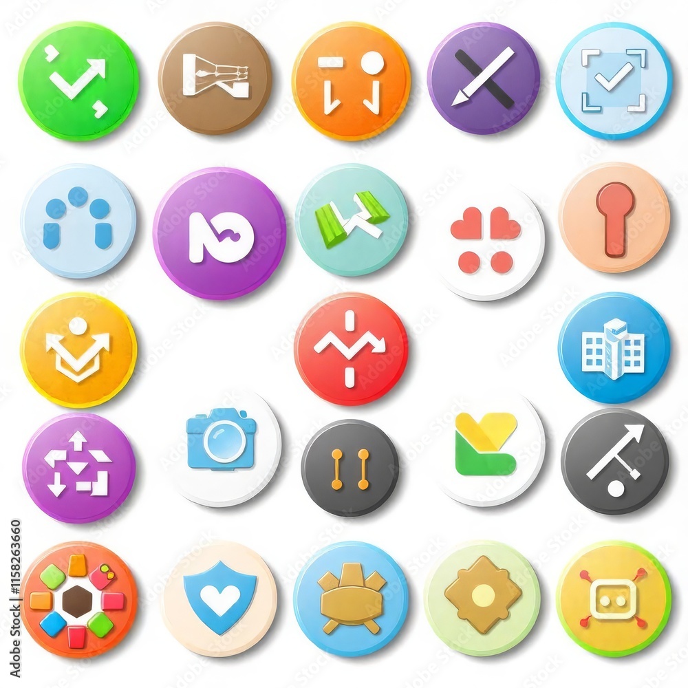 Poster colorful app icons interface design elements ui kit
