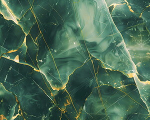 Dark green marble with golden veins. Facing stone. Texture