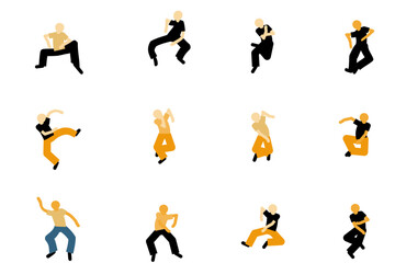 Graceful Movement Dancing Vector Illustration Clip Art,Modern Dance Silhouettes Clip Art Illustration