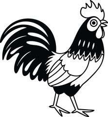Hen silhouette vector, Hen or chicken vector illustration, Hen or chicken line art vector