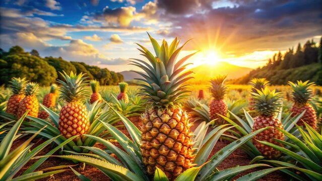 Sun-drenched South African fields yield a juicy Cayenne pineapple harvest.