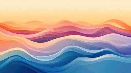 Gentle Waves in Soft Pastel Colors Creating a Serene Abstract Landscape with Subtle Gradients and Flowing Lines for Background Use