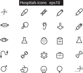 Hospital Icons Set – Medical and Healthcare Vector Symbols