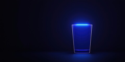 drunk driving prevention concept. Illuminated glass with blue light against a dark background.