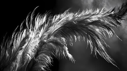 Monochrome photo of a windswept tree, resembling detailed feather rendering. close-up minimalist imagery.". Windswept. Illustration