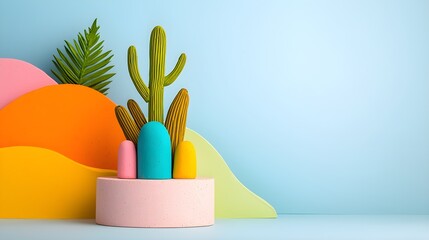 Bright and Colorful Plant Arrangement with Abstract Background Design