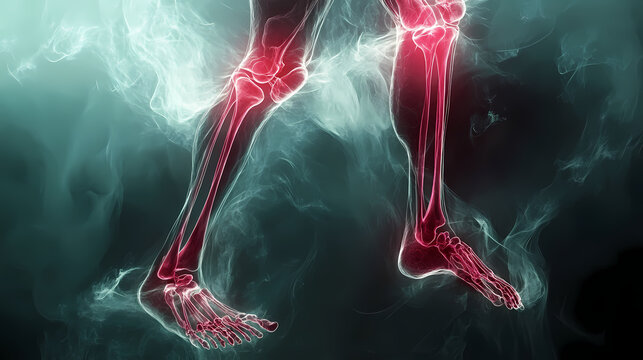 Radiographic imaging shows osteoarthritis: windswept deformity combining varus and valgus knee angulation. Windswept. Illustration