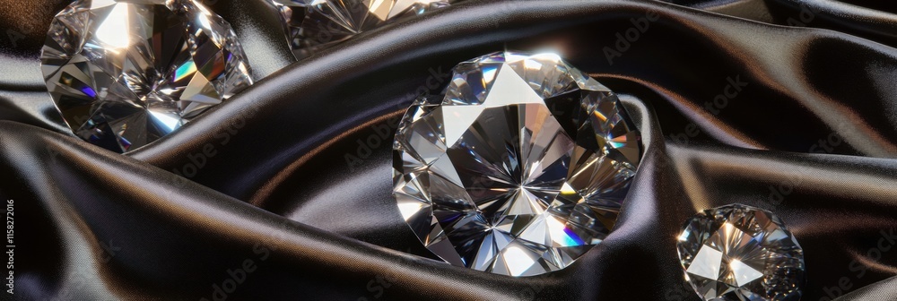 Leinwandbilder large sparkling diamonds resting on silky fabric with ample space for elegant text presentation. gen