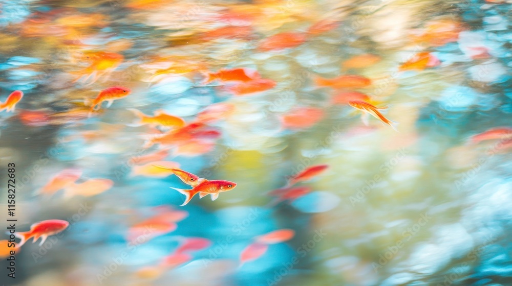 Poster fish darting through jungle ponds with soft reflections