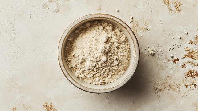 A bowl of ashwagandha powder and its raw roots are displayed against a neutral backdrop, representing traditional herbal medicine and its natural healing properties. This imagery promotes the adaptoge