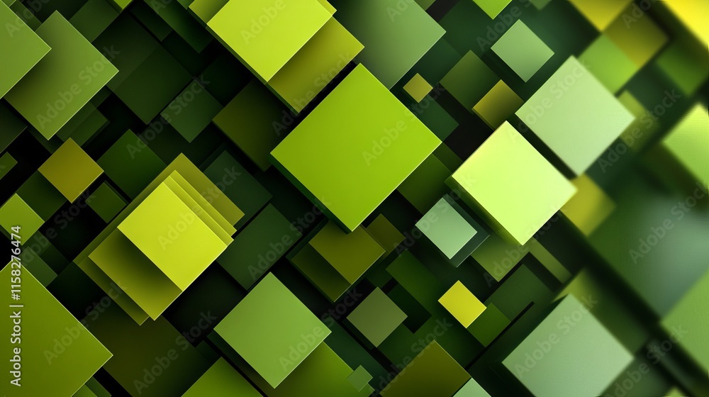 Aufkleber modern abstract geometric design with green square shapes on smooth background