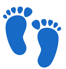 Blue foot steps isolated on white background 