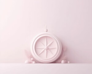 3D Compass surrounded by simplified world icons in pastel shades still life modern design minimalist environment