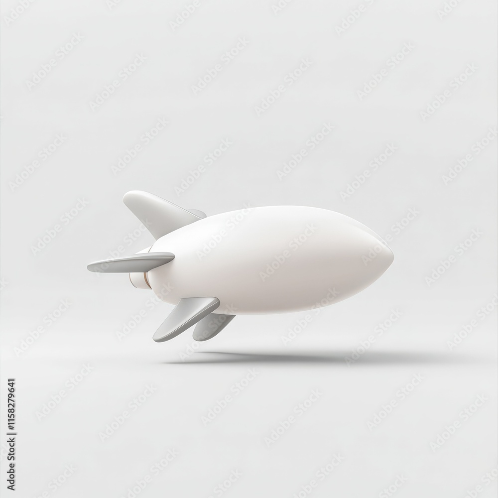 Aufkleber 3d minimalist spaceship design smooth matte white aesthetic digital studio setting conceptual view f