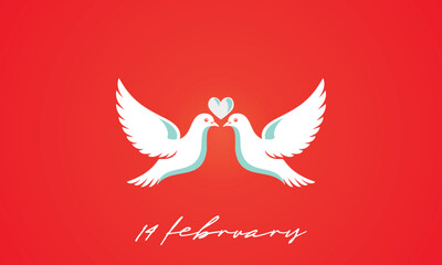 white dove with heart ( february 14th ) vector ilustration