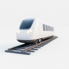 Fototapeta premium 3d train icon on minimalist tracks in soft grey visual content modern environment clean design concept