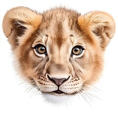Fototapeta premium Close-Up Portrait of a Young Lion with Striking Eyes and Expression
