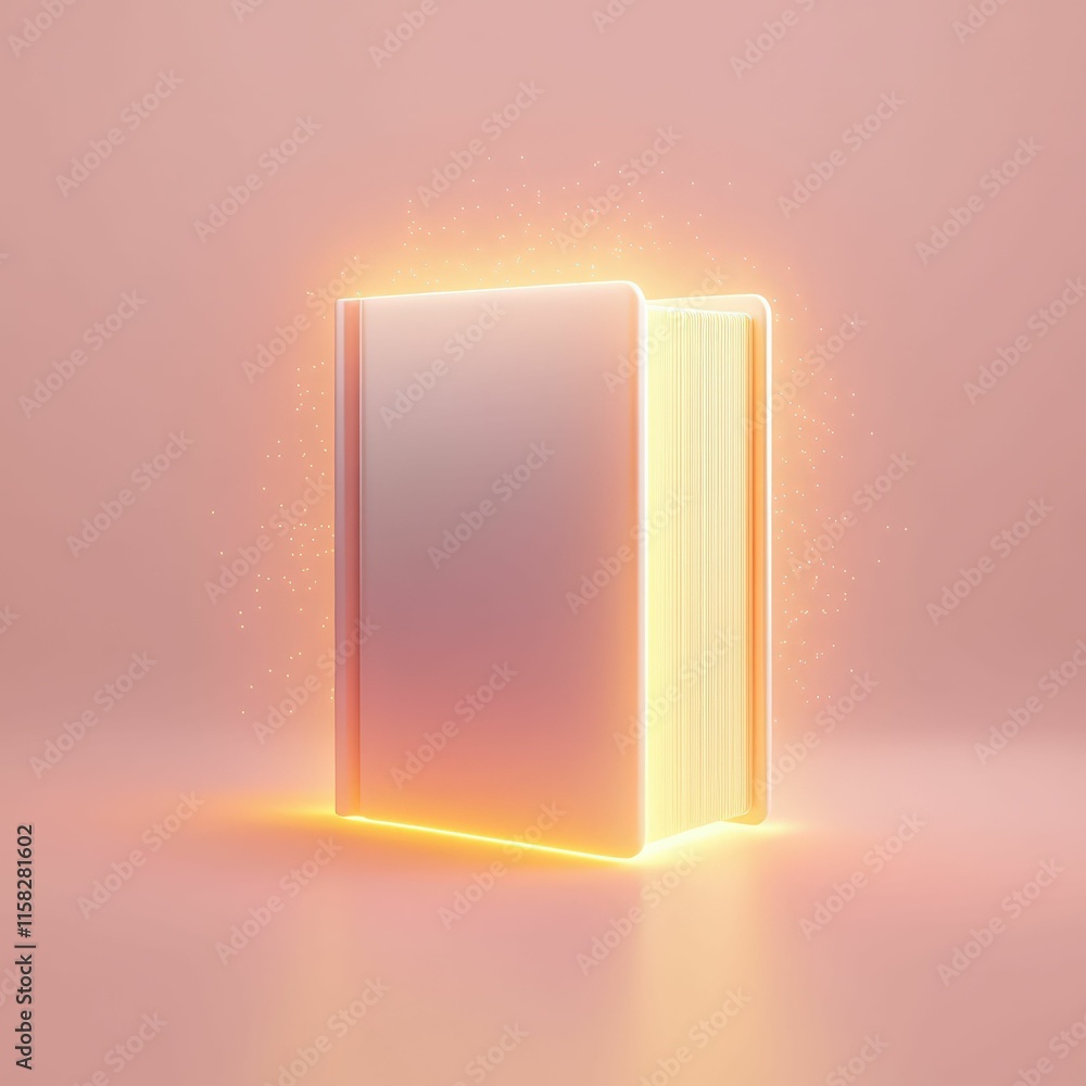 Poster 3d glowing book symbolizing knowledge abstract design digital minimalist environment creative viewpo