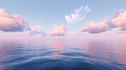 Obraz premium Serene Ocean View with Soft Clouds and Tranquil Water Calmness
