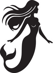 Mermaid Silhouette Vector Icon Illustration - Beautiful & Editable Design

