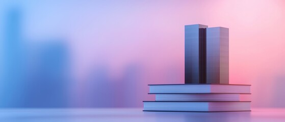 Obraz premium energy policy legislation concpt. Minimalist book stack with soft gradient background.