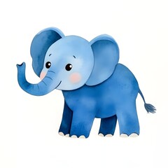 Fototapeta premium Cute Blue Cartoon Elephant Graphic for Children's Illustration Use