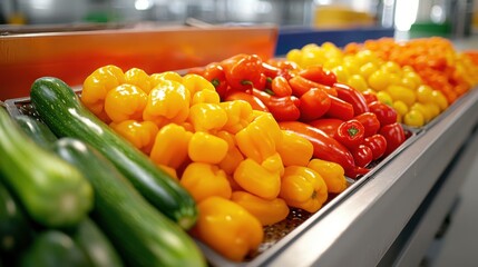 Fresh and Vibrant Vegetable and Fruit Display in Natural Light