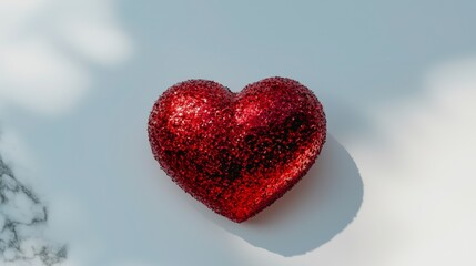 Fototapeta premium Red Glitter Heart Valentines Day Love Romance Decoration