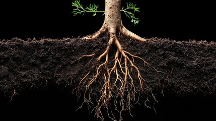 Secrets Below: Intricate Tree Roots Revealing Nature's Hidden Network in Rich Soil