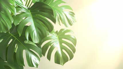 Hyper-realistic visualization of isolated monstera plant leaves in lush tropical foliage. halation. illustration. Halation. Illustration