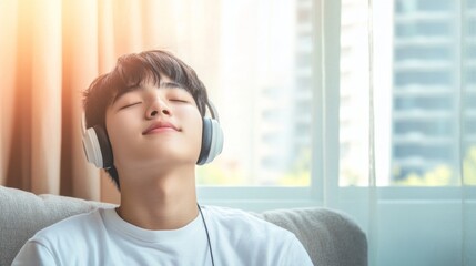 Person relaxing with headphones on, enjoying a moment of solitude and personal entertainment, embracing the power of music to rejuvenate and escape from daily stress.