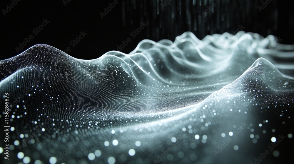 Aufkleber fiber optic system. abstract digital waveform glowing particle field