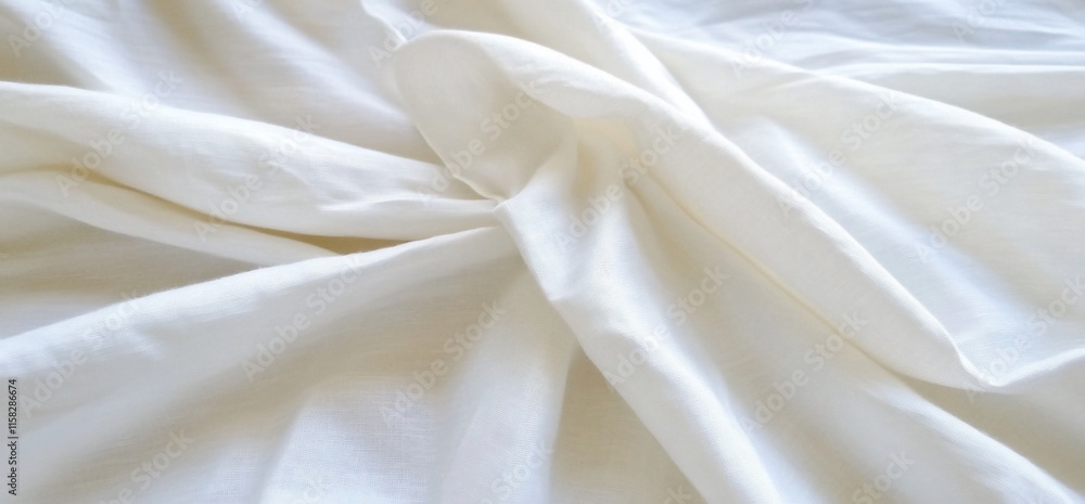 Poster a close-up of soft, white fabric displaying gentle folds and texture.