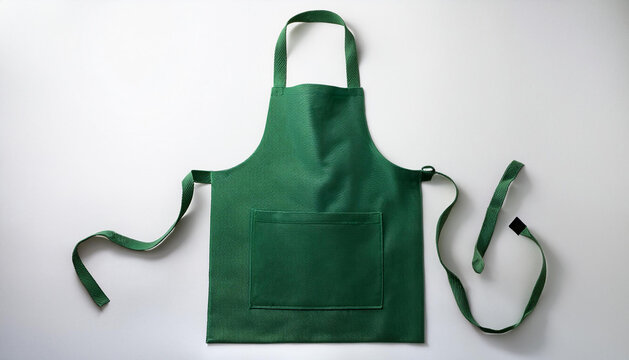 Green blank apron displayed on white background for promotional or branding designs  
