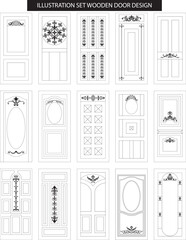 illustration set wooden doors design, doors, doors for house, home materiai,