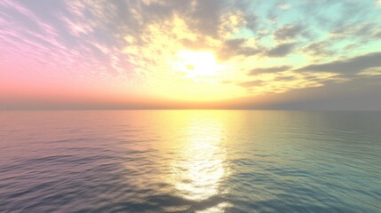 Obraz premium Serene Sunrise Over Calm Ocean Waters with Colorful Sky Reflections