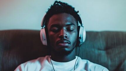 Person relaxing with headphones on, enjoying a moment of solitude and personal entertainment, embracing the power of music to rejuvenate and escape from daily stress.